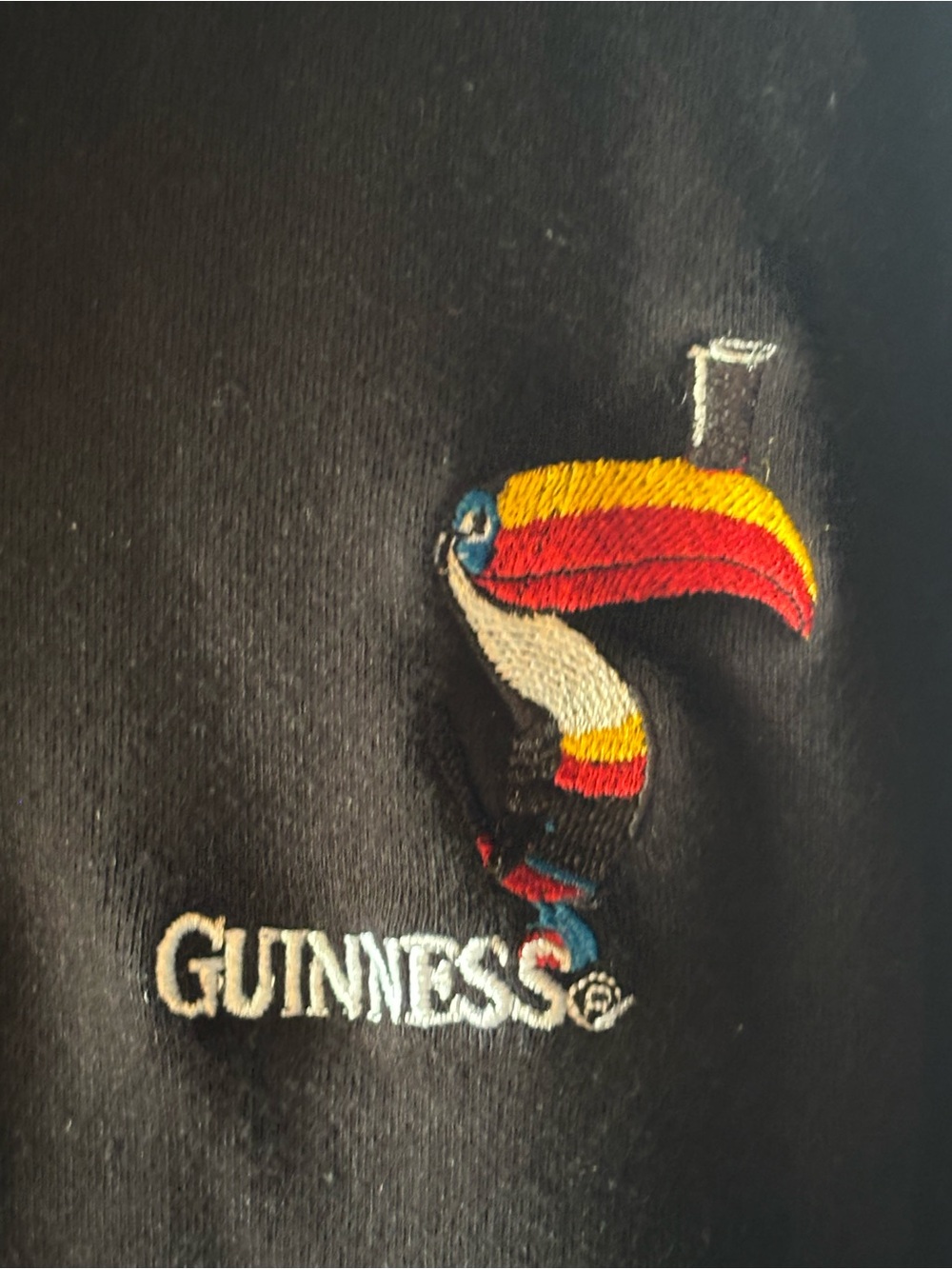 Guinness Black Polo with White Trim and Embroidered Harp - Picture 4 of 7